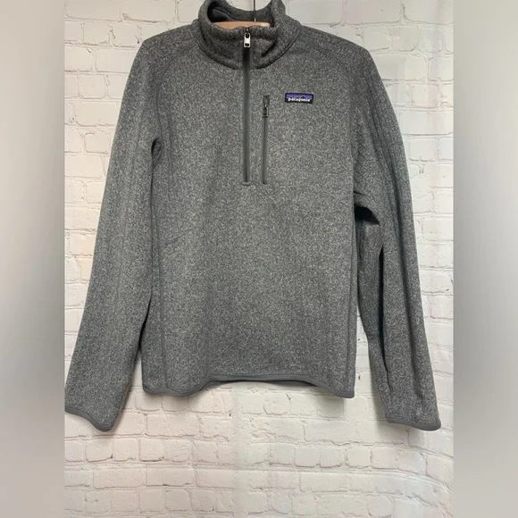 Patagonia Heathered Gray Ribbed Better Sweater 1/4 Zip Fleece Pullover Size S 44 - Picture 2 of 6